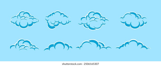 line vector Weather icon cloud in isolated background. Cartoon design elements. Landscape elements in sketch style. clouds isolated Vector illustration. Isolated doodle cloud, engraving sky elements