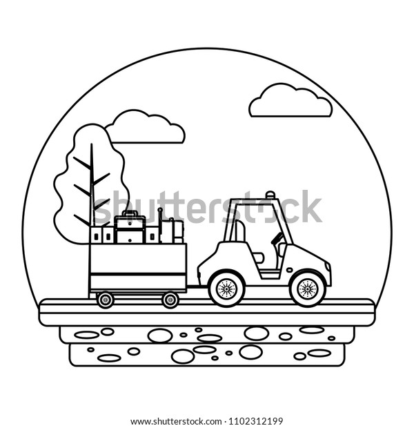 line vehicle\
towing luggage transport\
service