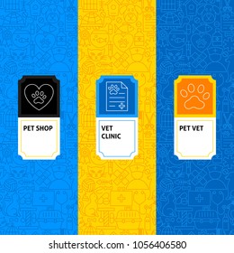 Line Vet Package Labels. Vector Illustration. Template for Packaging Design.