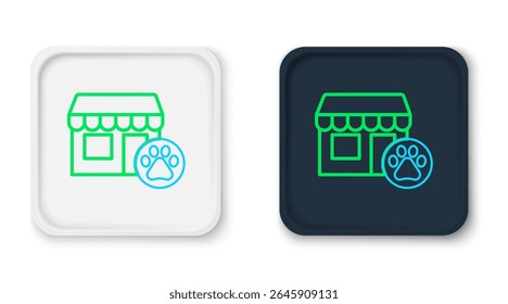 Line Veterinary medicine hospital, clinic or pet shop for animals icon isolated on white background. Vet or veterinarian clinic. Colorful outline concept. Vector