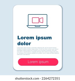 Line Video chat conference icon isolated on grey background. Online meeting work form home. Remote project management. Colorful outline concept. Vector