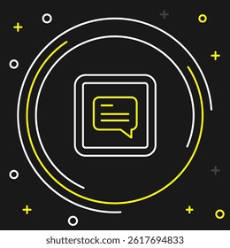 Line Video with subtitles icon isolated on black background. Colorful outline concept. Vector