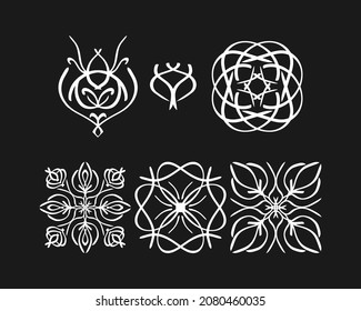 Line vintage element. Doodle hand drawn art. Sketch abstract flower. Vector stock illustration. EPS 10
