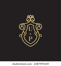 Logotipo inicial de la línea UP en un diseño profesional de alta calidad que se imprimirá en cualquier medio de impresión