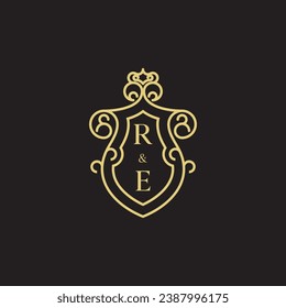 RE line vintage initial logo in high quality professional design that will print well across any print media