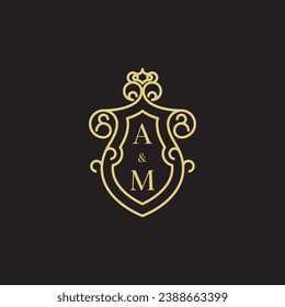 AM line vintage initial logo in high quality professional design that will print well across any print media