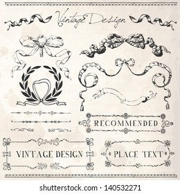 line vintage paper texture old vector sketch ribbon ornate vintage ribbons frames and design elements with old paper texture line vintage paper texture old vector sketch ribbon ornate classic nails ha