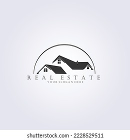 line vintage real estate logo vector illustration design