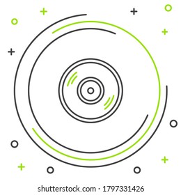 Line Vinyl disk icon isolated on white background. Colorful outline concept. Vector
