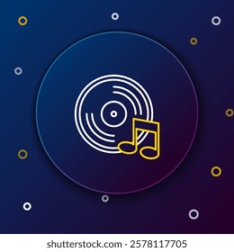 Line Vinyl disk icon isolated on blue background. Colorful outline concept. Vector