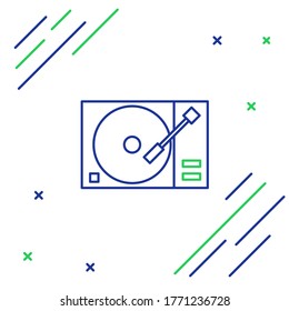 Line Vinyl player with a vinyl disk icon isolated on white background. Colorful outline concept. Vector