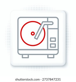 Line Vinyl player with a vinyl disk icon isolated on white background. Colorful outline concept. Vector