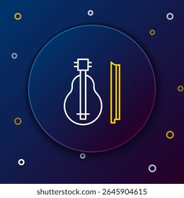 Linha ícone de violino isolado no fundo azul. Instrumento musical. Conceito de contorno colorido. Vetor