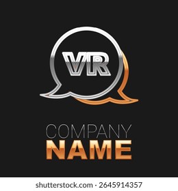 Linha Ícone de realidade virtual isolado no fundo preto. Design de display head-up VR futurista. Conceito de contorno colorido. Vetor
