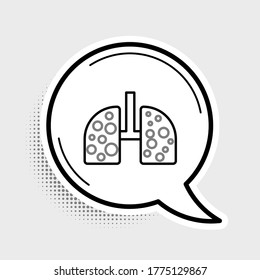 Line Virus cells in lung icon isolated on grey background. Infected lungs. Coronavirus, COVID-19. 2019-nCoV. Colorful outline concept. Vector