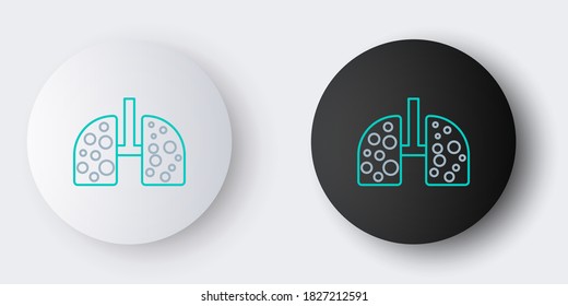Línea Celdas de virus en el icono pulmonar aisladas en el fondo gris. Pulmones infectados. Coronavirus, COVID-19. 2019-nCoV. Concepto de esquema colorido. Vector