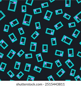 Line Voice assistant icon isolated seamless pattern on black background. Voice control user interface smart speaker.  Vector Illustration