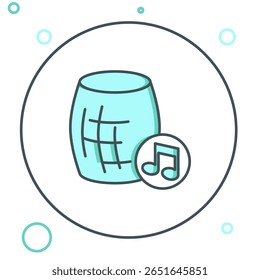 Ícone do assistente do Line Voice isolado no plano de fundo branco. Alto-falante inteligente da interface do usuário do controle de voz. Conceito de contorno colorido. Vetor