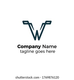 line w logo design vector illustration simple