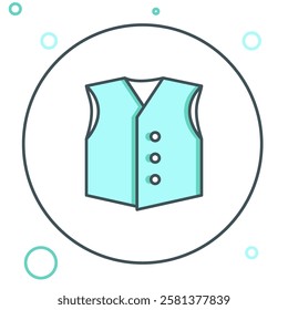 Line Waistcoat icon isolated on white background. Classic vest. Formal wear for men. Colorful outline concept. Vector