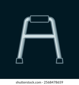 Line Walker for disabled person icon isolated on black background. Flat filled outline style with shadow. Vector