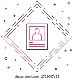Línea Se busca icono de cartel aislado sobre fondo blanco. Recompensa dinero. Delitos vivos o muertos. Concepto de contorno colorido. Vector