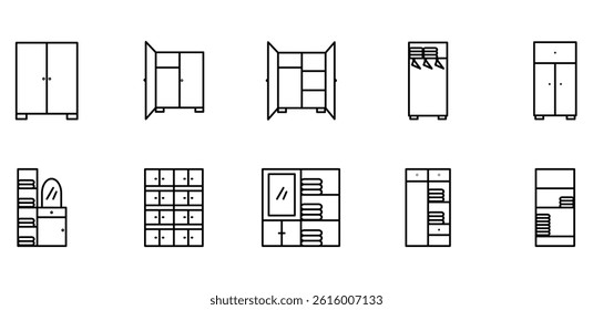line wardrobe icon pack illustration