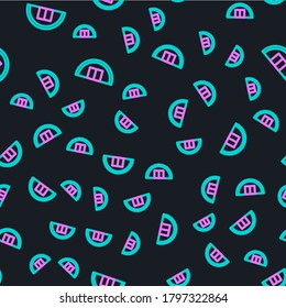Line Warehouse icon isolated seamless pattern on black background.  Vector Illustration
