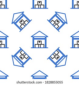 Line Warehouse icon isolated seamless pattern on white background. Colorful outline concept. Vector