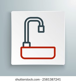 Line Washbasin with water tap icon isolated on white background. Colorful outline concept. Vector