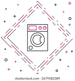 Ícone da Lava-linhas isolado no fundo branco. Ícone da máquina de lavar. Máquina de lavar roupa - máquina de lavar roupa. Símbolo do equipamento doméstico. Conceito de contorno colorido. Vetor