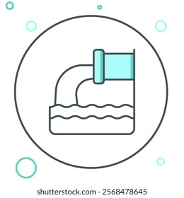 Line Wastewater icon isolated on white background. Sewer pipe. From the pipe flowing liquid into the river. Colorful outline concept. Vector