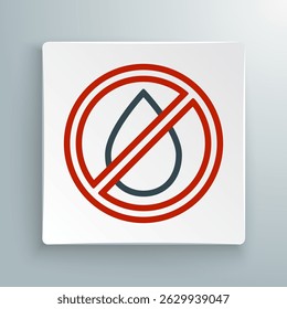 Line Water drop forbidden icon isolated on white background. No water sign. Colorful outline concept. Vector