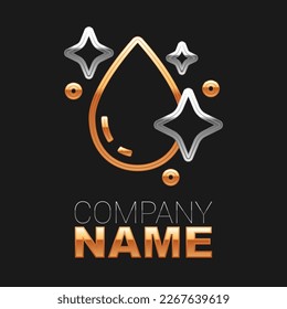 Line Water drop icon isolated on black background. Colorful outline concept. Vector
