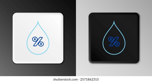 Line Water drop percentage icon isolated on grey background. Humidity analysis. Colorful outline concept. Vector