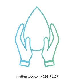 line water drop symbol to environment care in the hands