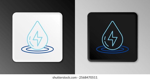 Line Water energy icon isolated on grey background. Ecology concept with water droplet. Alternative energy concept. Colorful outline concept. Vector