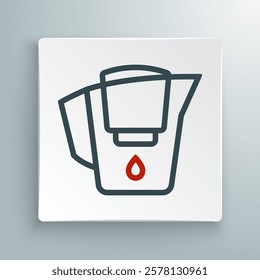 Line Water jug with a filter icon isolated on white background. Colorful outline concept. Vector