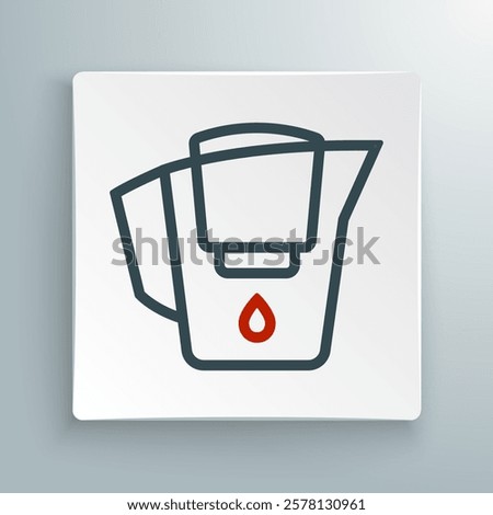 Line Water jug with a filter icon isolated on white background. Colorful outline concept. Vector