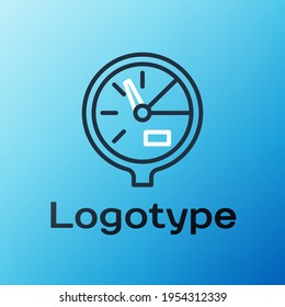 Line Water meter icon isolated on blue background. Colorful outline concept. Vector Illustration