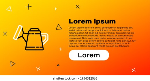 Line Watering can icon isolated on yellow background. Irrigation symbol. Colorful outline concept. Vector Illustration