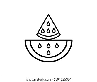 Line watermelon icon representing fresh fruit and healthy snacks