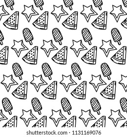 line watermelon with star and ice lolly background