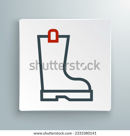 Line Waterproof rubber boot icon isolated on white background. Gumboots for rainy weather, fishing, gardening. Colorful outline concept. Vector