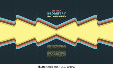 Line wave art arrow geometric background with retro colors. Vector Design