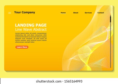 Line wave background website Landing Page. Template for websites, or apps. Modern design. Abstract vector style.Minimal geometric background. Dynamic shapes composition. Eps10 vector Yellow color