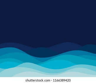 Line wave with blue abstract background in flat vector design style and space on beside for text.