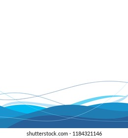 Line wave with blue color abstract background in flat vector design style and space on beside for text.