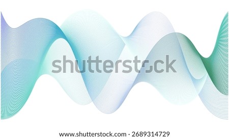 Line wave flow. Abstract blue green purple 3d ribbon. Linear mesh wireframe design. Eco overlay lattice infinity pattern vector background. Neural tech light data network