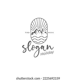 Line wave and mountain holiday logo design vector graphic symbol icon illustration creative